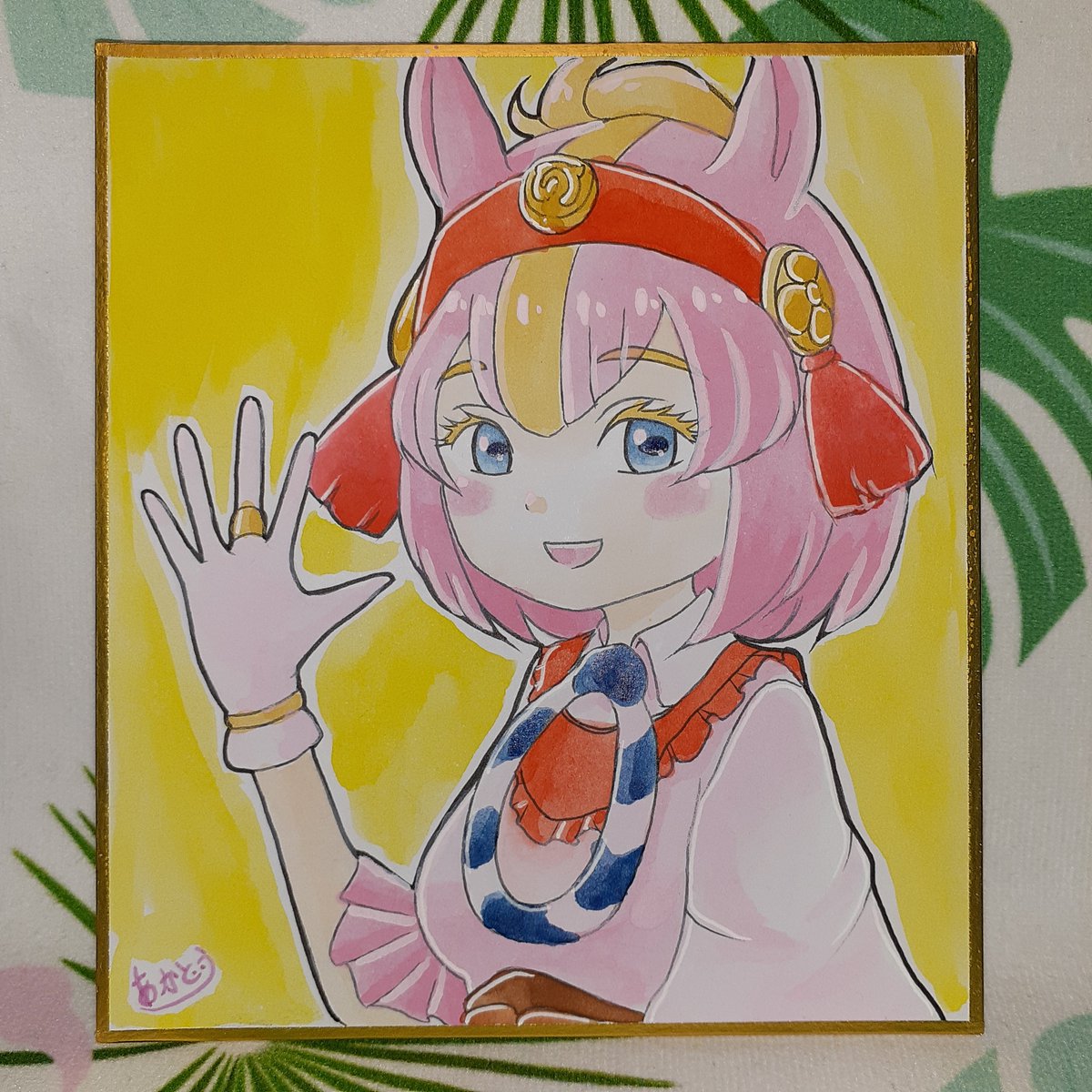 redrufu2000's tweet image. 色紙に水彩でシンメちゃん描けました～！🐴⛩️🌸フレチに持っていきます！