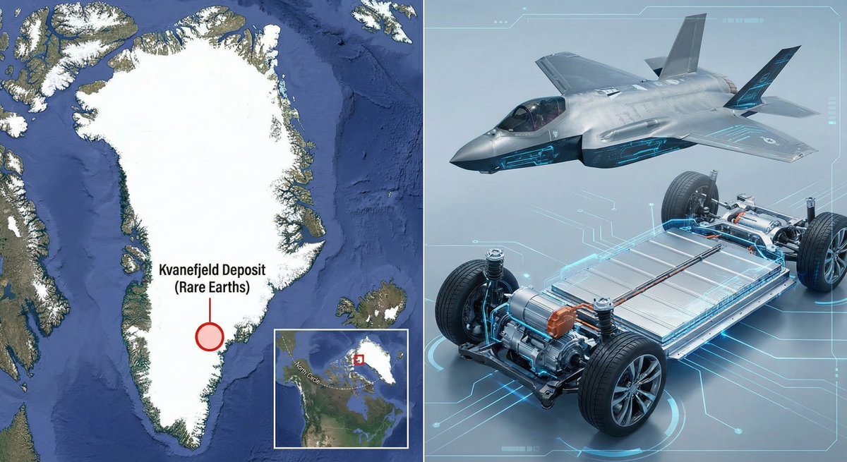 BitcoinWithAli's tweet image. Why is the US risking a NATO fracture over Greenland?

It's not about ice. It's about Kvanefjeld.

To build F-35s and EV motors, you need Neodymium and Terbium. Right now, China controls the processing. Kvanefjeld is the only deposit large enough to break that chokehold.

The…