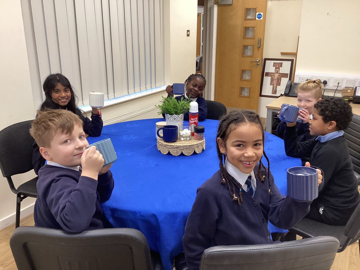 MrsAspinallOLSP's tweet photo. OLSP’s first ‘Hot Chocolate with the Head’ was definitely a highlight in my role so far! I couldn’t be more proud of these children. 💙 #olspSMSC https://t.co/GJFjCCrc04