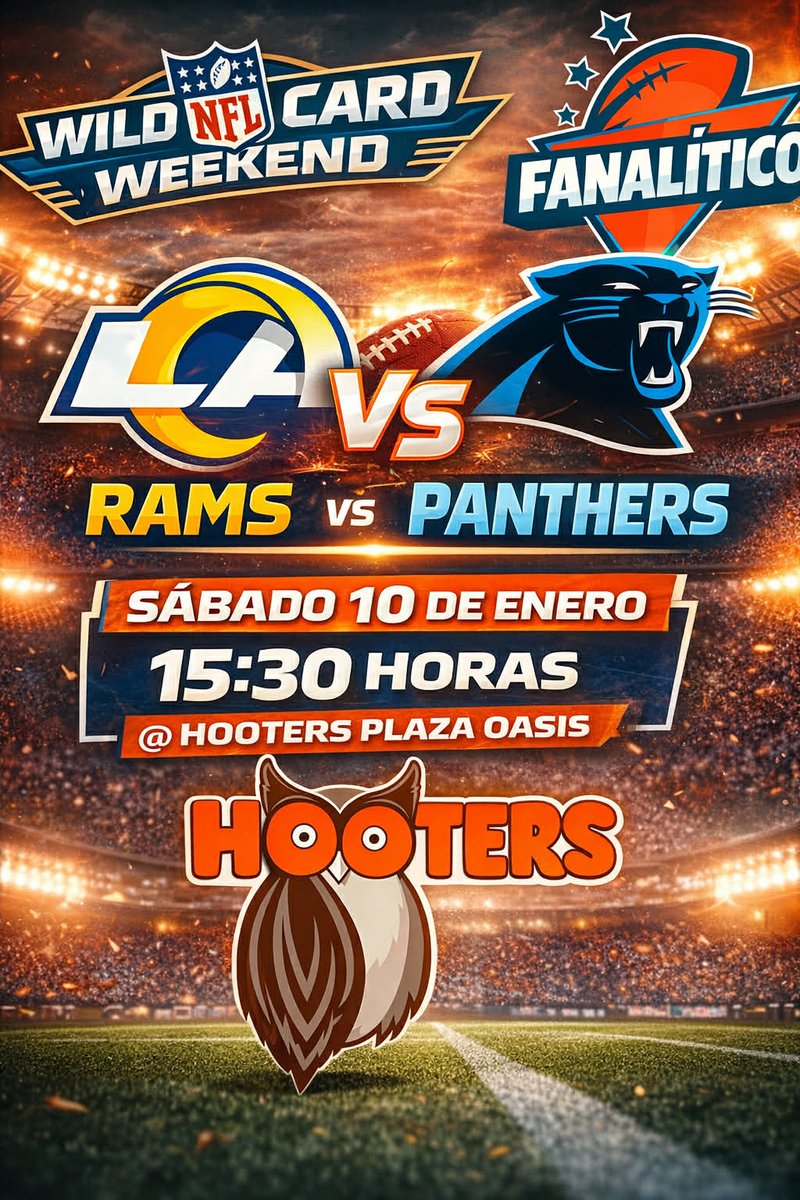 PanthersCDMX's tweet photo. 🏈 Reunion #PantherNation
📍Hooters Oasis
🗓️ sábado 10 de enero  
⏰ 15:30 horas 
👊🏼 #KeepPounding https://t.co/td0ygU9GMK