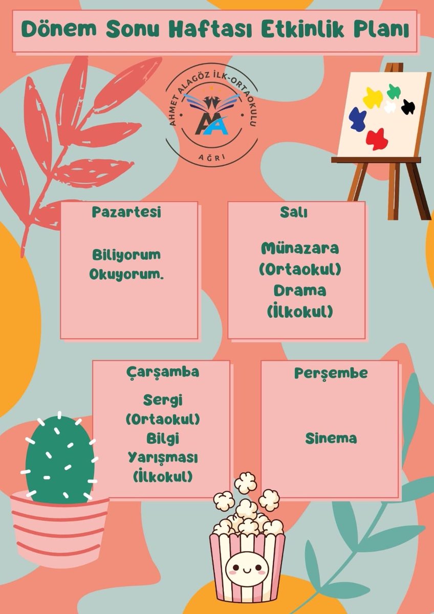 Dönem Sonu Haftası Etkinlik Planı<a href="/agrimem/">AĞRI MEM</a>