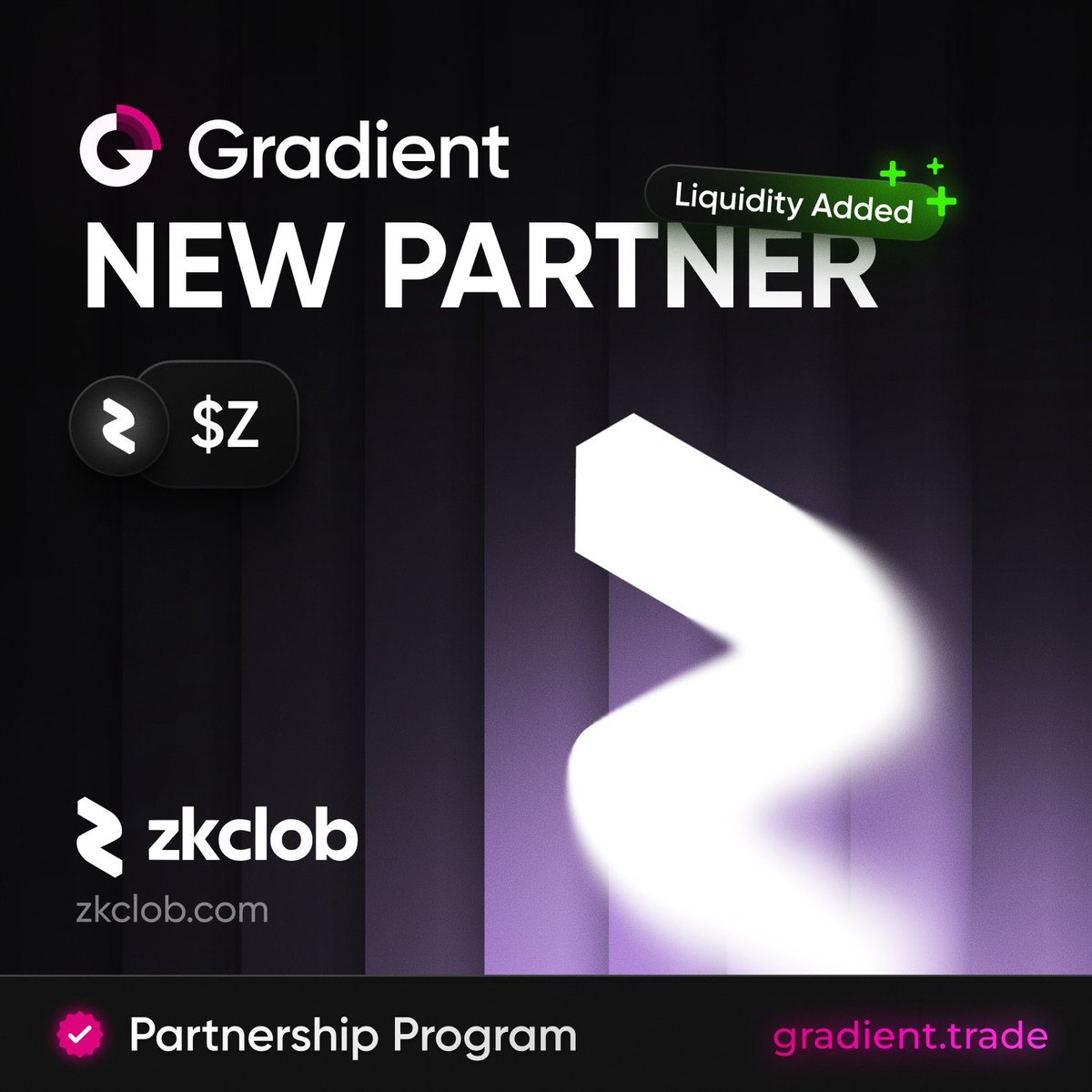 The <a href="/zkCLOB/">zkCLOB</a> team has added liquidity to the Z/ETH pair on the Gradient.

We thank them for their contribution to helping traders avoid price-impact.

zkCLOB combines on-chain order books with zero-knowledge privacy for spot trading.