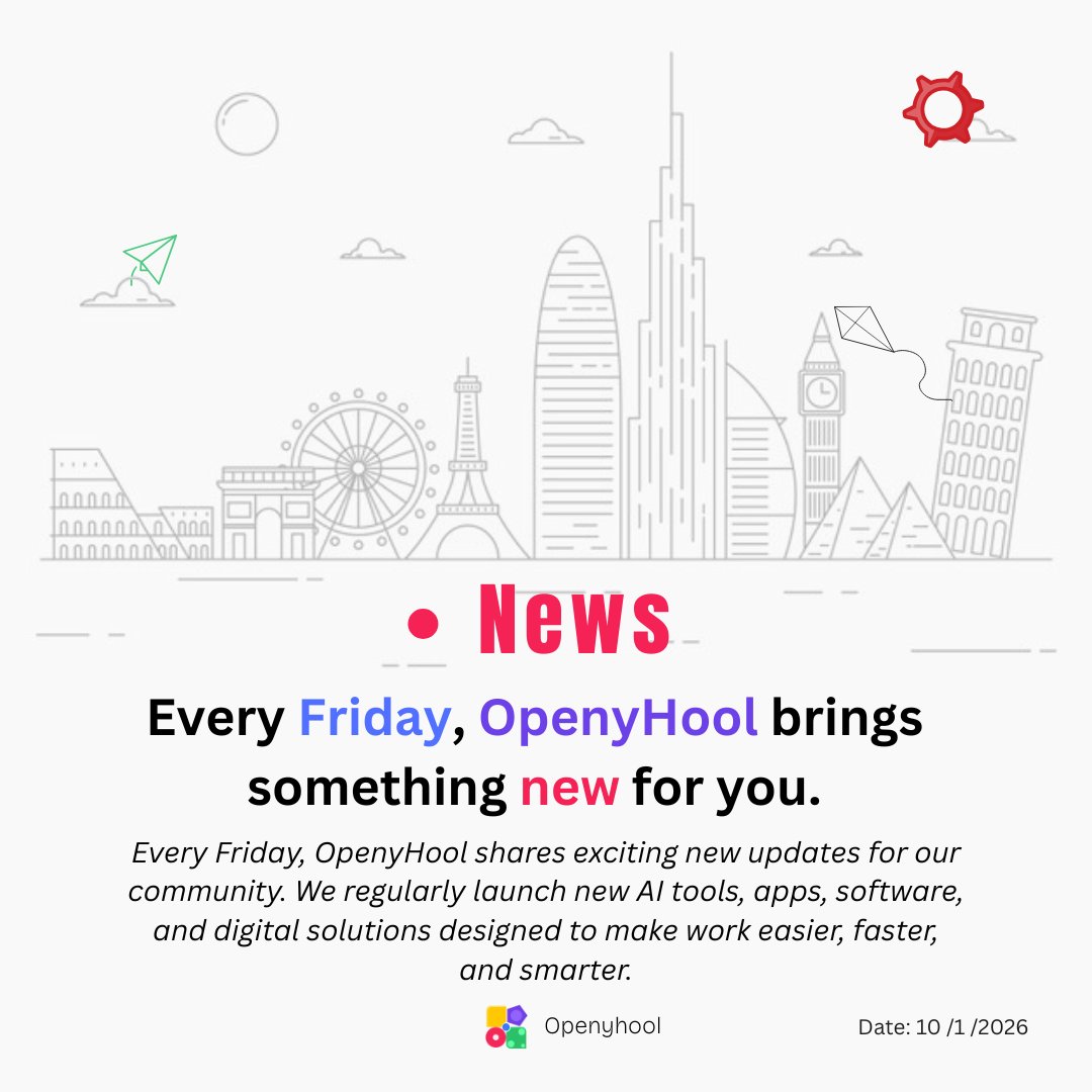 openyhool's tweet photo. 🚀 OpenyHool Friday Update is here!

Every Friday, we bring you new AI tools, apps, software, and smart updates to make work easier, faster, and smarter.
#OpenyHool #FridayUpdate #WeeklyUpdate #NewTools #NewApps #NewSoftware #TechUpdates #AIInnovation https://t.co/QBau1AklP1