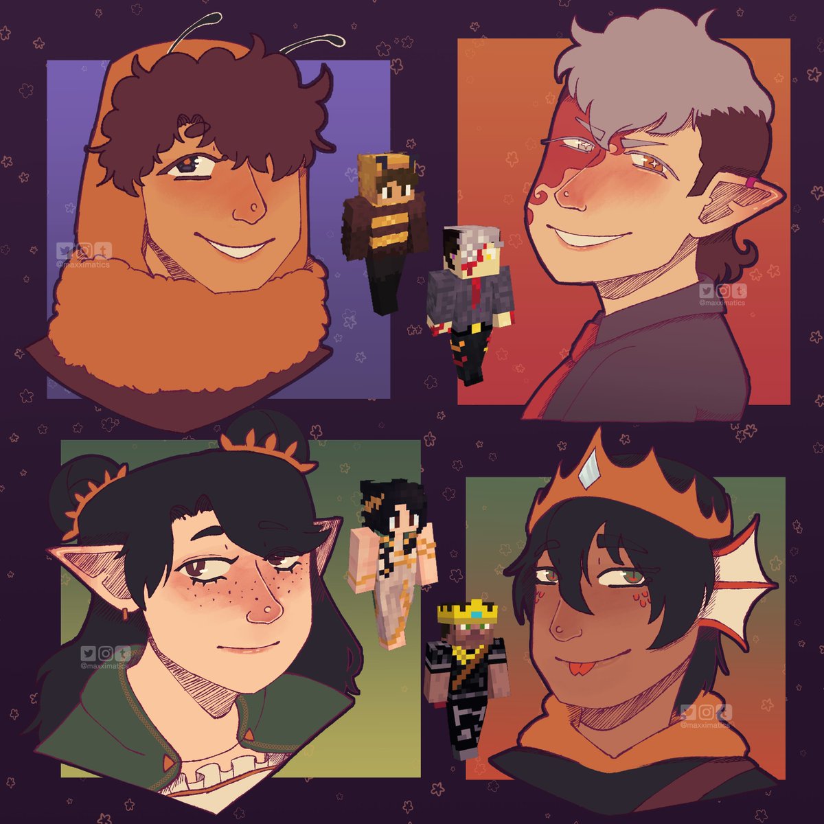 Fourth batch!! 
The wheel got to choose who I drew this time!

#skyblockkingdoms #sbkfanart