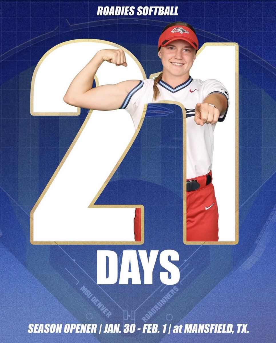 <a href="/Victoriap2025/">Victoria Pearson</a> letting us know we are 21 days from first pitch! 

#RoadiesSB26