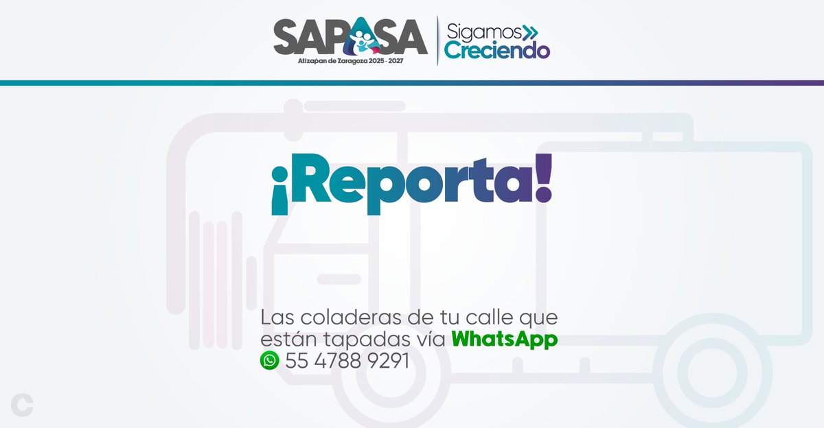 ¿Conoces algún drenaje público con problemas de obstrucciones?

Repórtalo mediante nuestro WhatsApp al 5547889291 en un horario de lunes a viernes de 8 am a 6 pm y sábados de 9 am a 1 pm. 📱

¡Cuidar de la infraestructura hidráulica de #AtizapánDeZaragoza es tarea de todos!