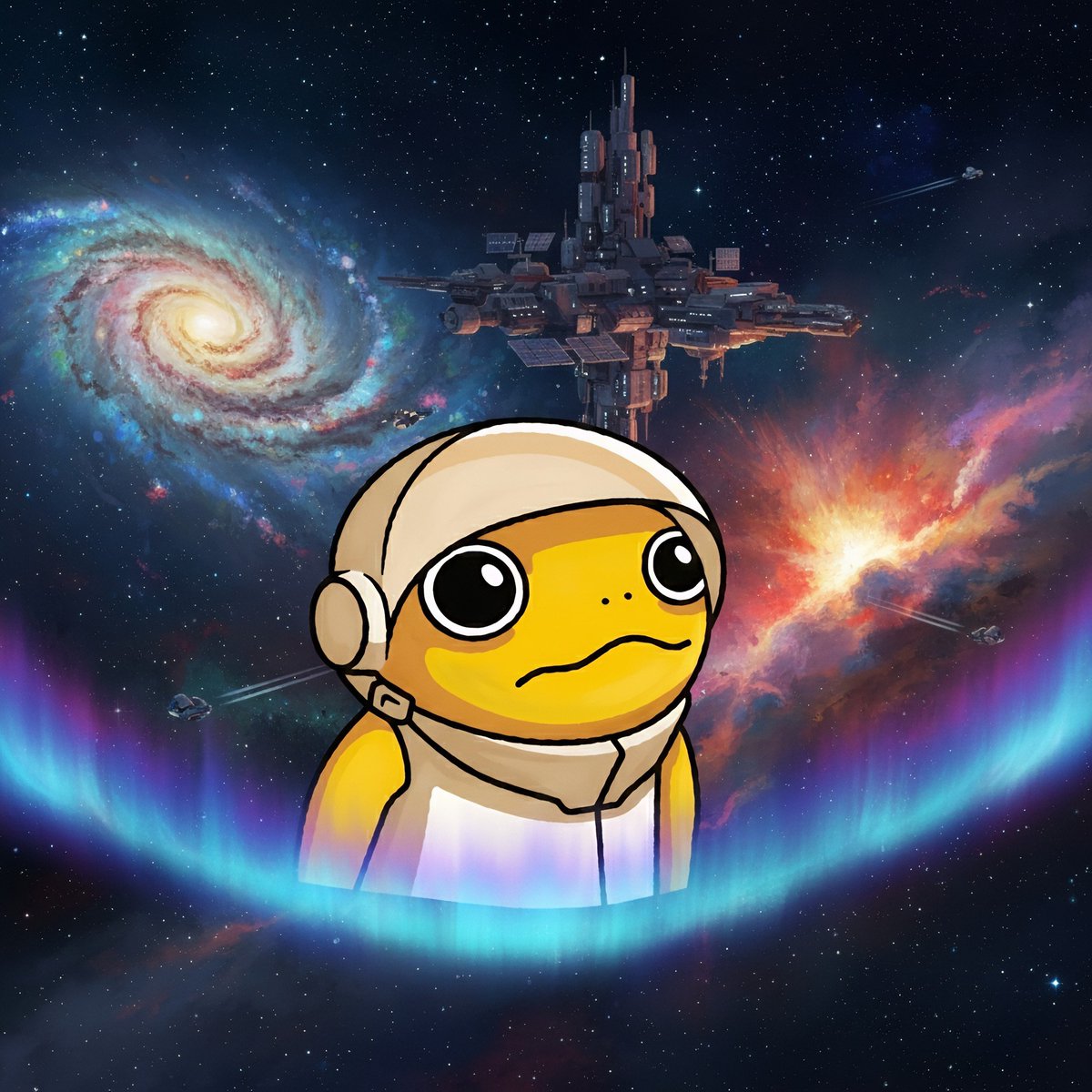 TurboToadToken's tweet image. Space is vast, but you never have to navigate it alone 🌌 No matter where we are in the galaxy, we never leave a $TURBO Toad behind 🐸💛