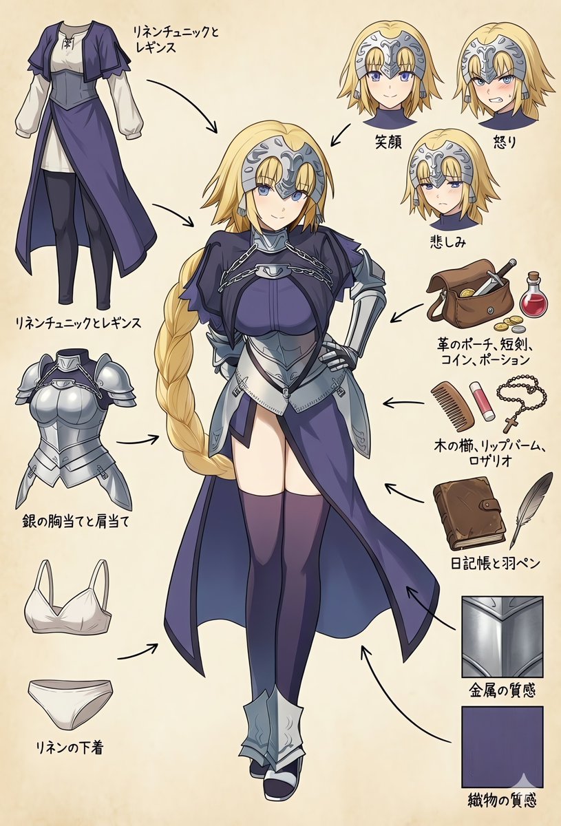 TakoTama02's tweet photo. ジャンヌダルクのコーデ (1/10)                                                                                                                                                                                                                                                                                    SFW anime-style illustration.