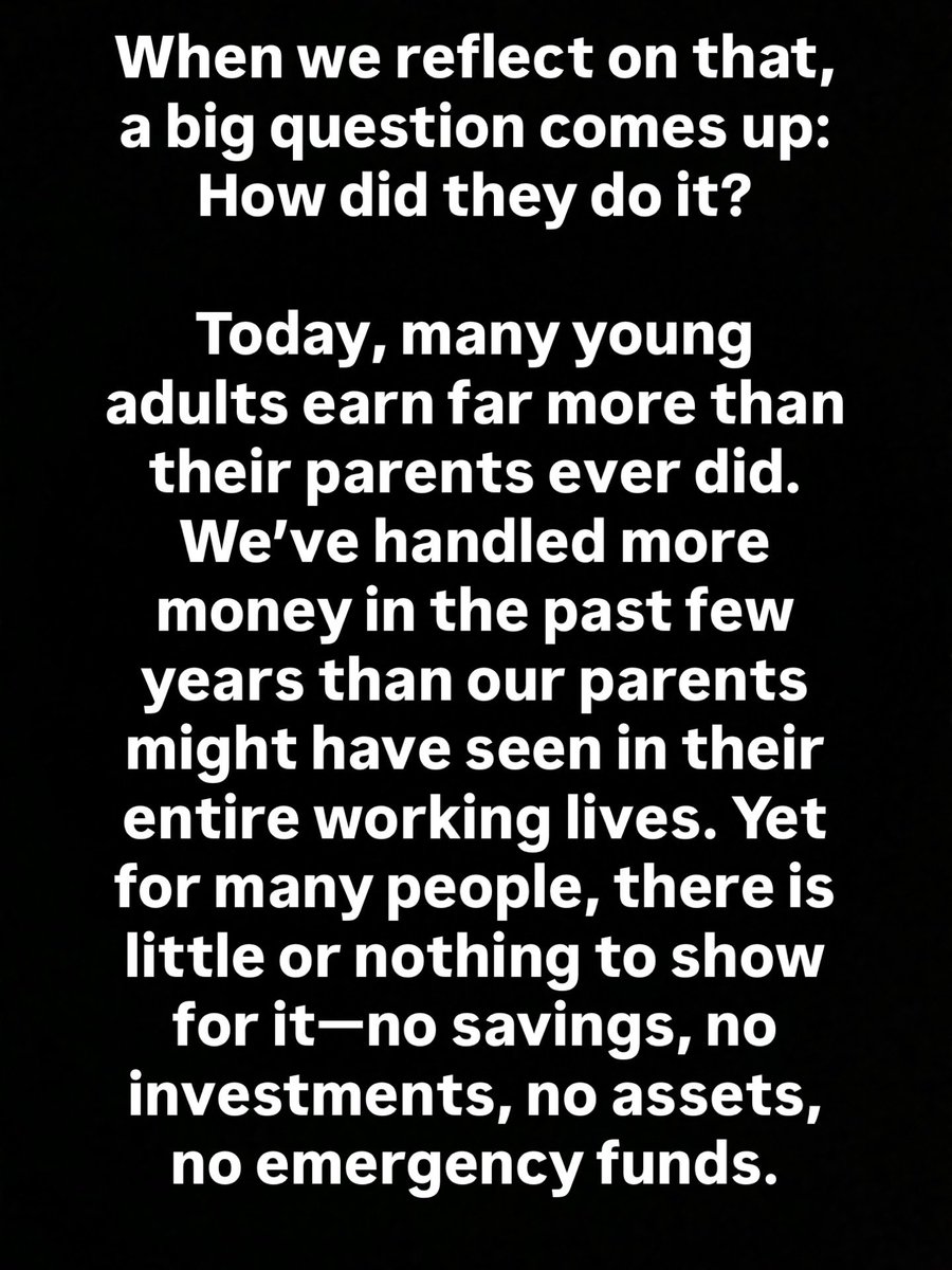 jamesapeh123's tweet photo. None of this means our parents had perfect financial systems, but their ability to stretch limited resources holds valuable lessons. If we truly want to build financial stability, maybe we don’t just need more money—we need more discipline, planning, and intentional living. https://t.co/KP1chfFHVa