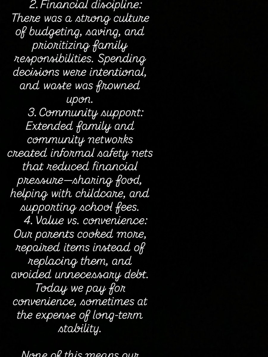 jamesapeh123's tweet photo. None of this means our parents had perfect financial systems, but their ability to stretch limited resources holds valuable lessons. If we truly want to build financial stability, maybe we don’t just need more money—we need more discipline, planning, and intentional living. https://t.co/KP1chfFHVa