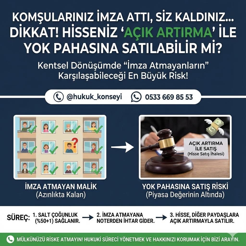 📌KOMŞULARINIZ İMZA ATTI, SİZ KALDINIZ... DİKKAT! HİSSENİZ 'AÇIK ARTIRMA' İLE YOK PAHASINA SATILABİLİR Mİ?

✨ Kentsel Dönüşümde “İmza Atmayanların" Karşılaşabileceği En Büyük Risk!