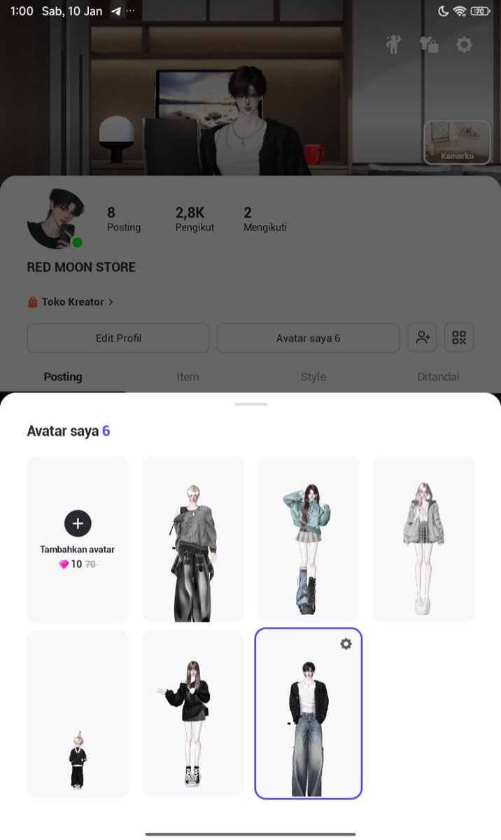 RedMoonStoree's tweet image. WTS/JUAL AKUN ZEPETO COWO CEWE 6 SLOT (DEWASA+BOCIL)
- Udah oplas
- 3D Room 7
- 2D BG 13
- Item:
Hair cr 59
FaceCode 4
Body type cr 4
Makeup cr 69
Special Bodysuits 5
Item cr 418
- Foll 2,8k
- Bisa rekber tele
💸 170k

Wts wtb jual beli akun zepeto acc game #zonauang #zonajajan