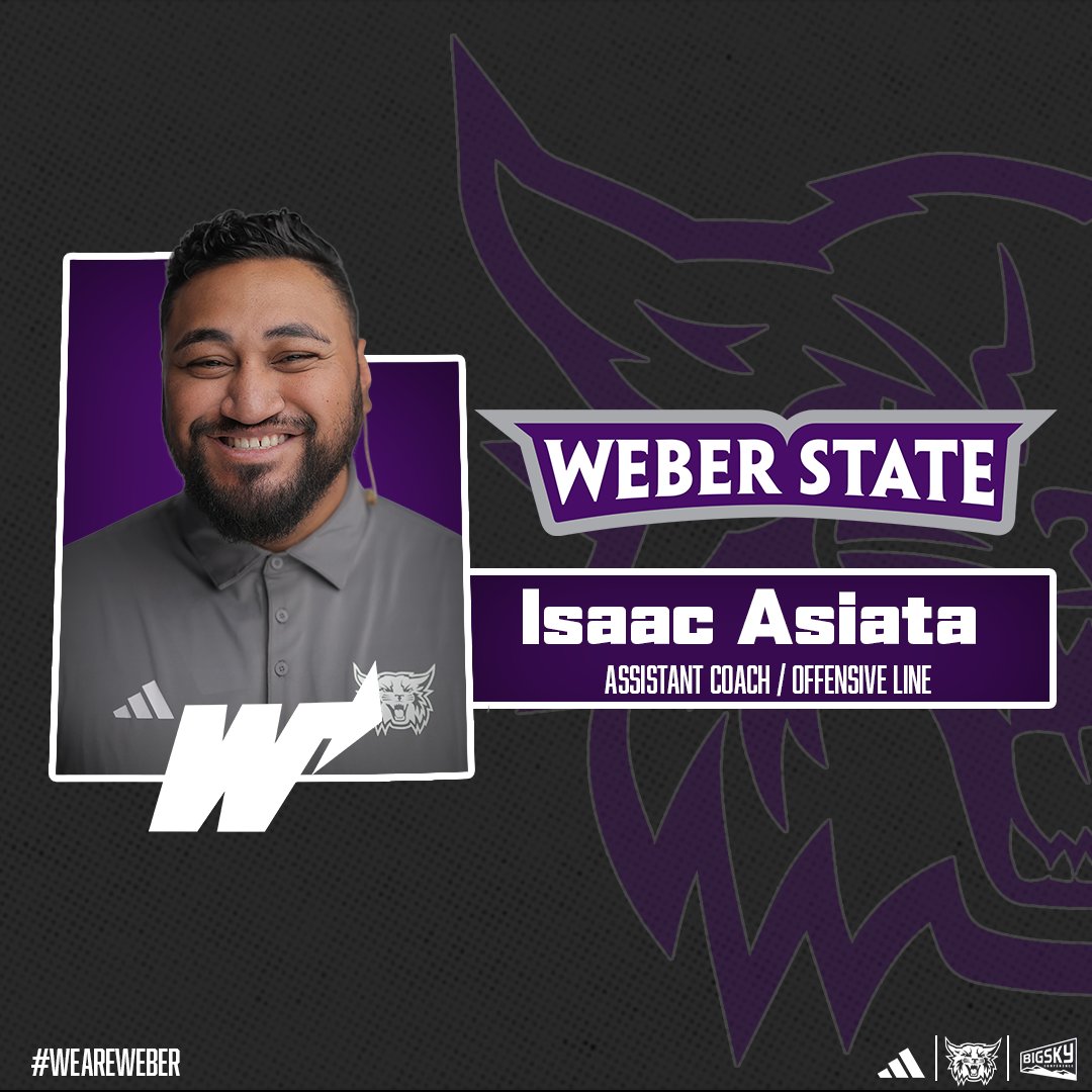 weberstatefb's tweet image. Isaac Asiata is a new assistant coach with the Wildcats.

The former Utah and NFL player will coach the WSU offensive line.

Welcome to Weber State @CoachAsiata! 

#WeAreWeber