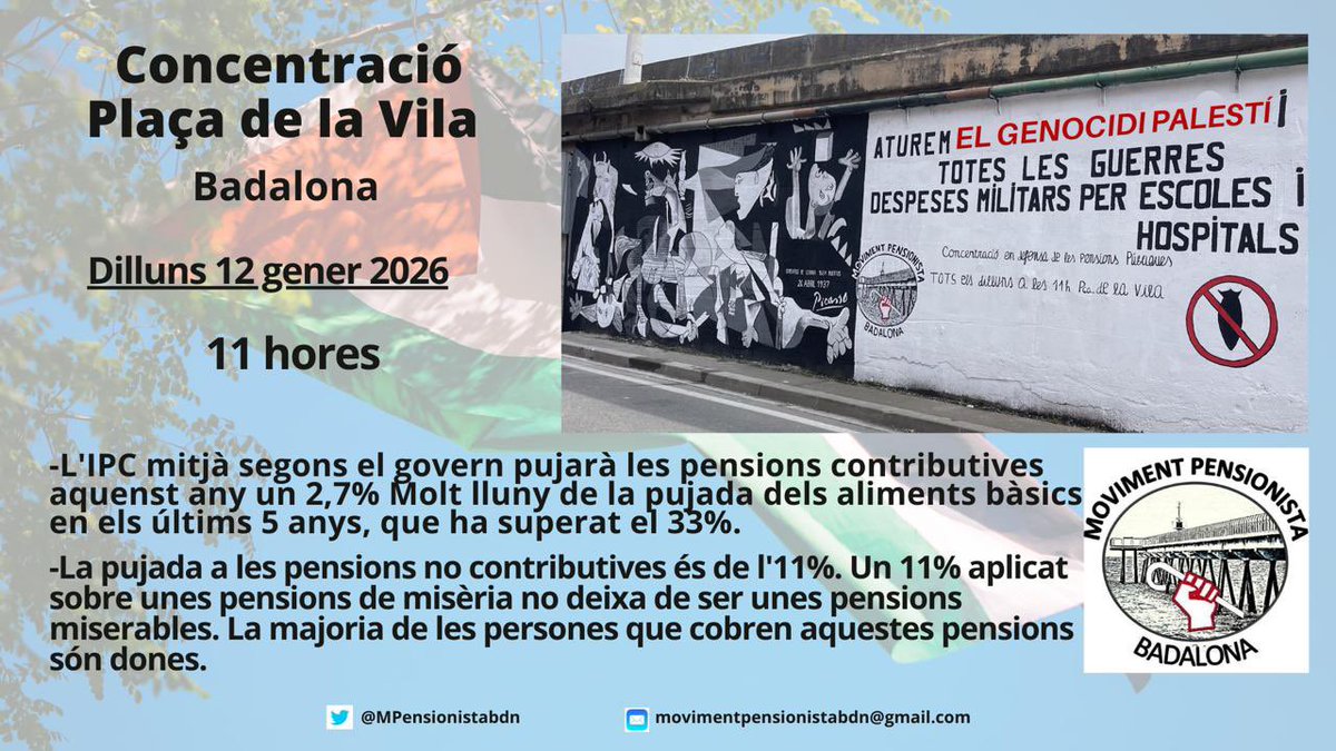 Comencem les concentracions del moviment pensionista d'aquest 2026 amb la convicció que la lluita per aconseguir unes condicions de vida digna són les que fan que el govern i el sistema ens tinguin el respecte que mereixem, després de tota una vida treballant.