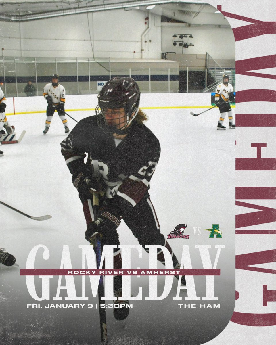 Home ice tonight. River Hockey is back at home as we take on Amherst. Puck drops soon—come out, be loud, and support the Pirates! 🏒 #gopirates🏴‍☠️