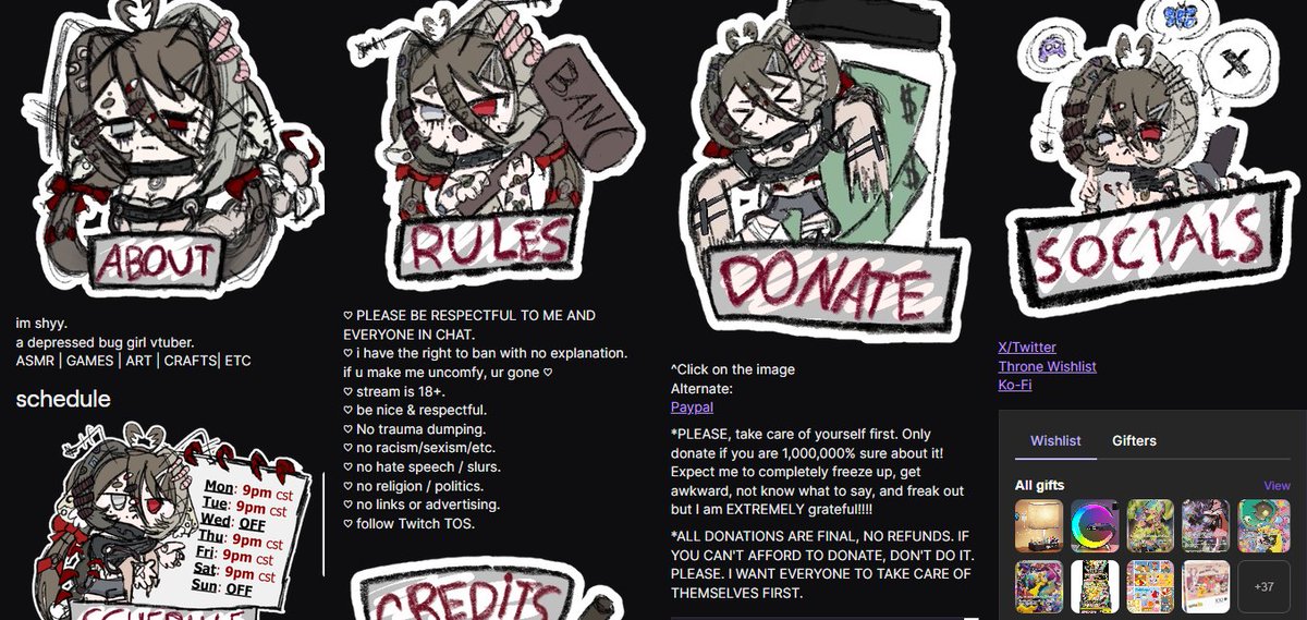 xShyyBug's tweet image. FINALLY updated my panels for my rebrand🫠

i drew them myself this time and im super proud 🥹 they match my new aesthetic perfectly

next is overhauling all the text

i've been having SUCH a hard time motivating myself to update everything for the rebrand but im getting there ❤️‍🩹