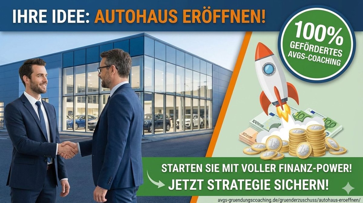 tonnikum's tweet image. Ihre Idee: Autohaus eröffnen! Starten Sie mit Ihrem Autohaus mit voller Finanz-Power! 100% gefördertes AVGS-Coaching ebnet den Weg. Jetzt Strategie sichern! avgs-gruendungscoaching.de/gruenderzuschu… #Gründungszuschuss #AVGS #Autohaus