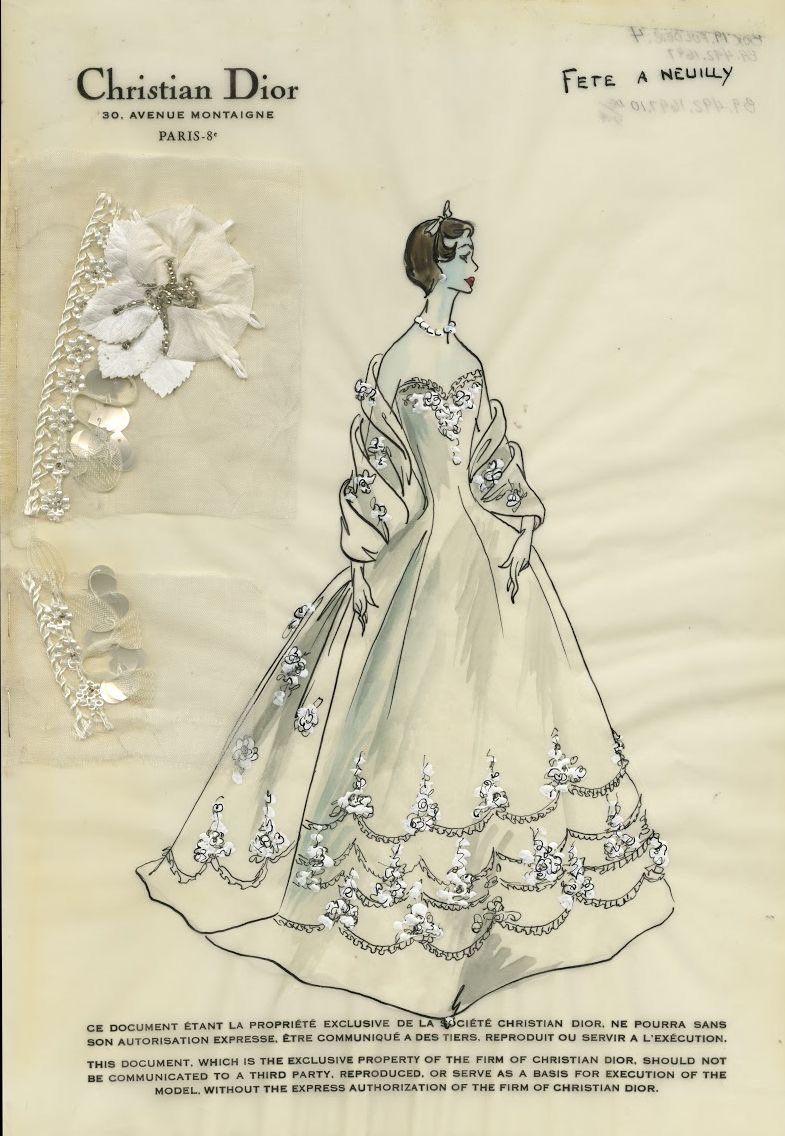 pYSLrada's tweet image. Christian Dior sketches from 1950s