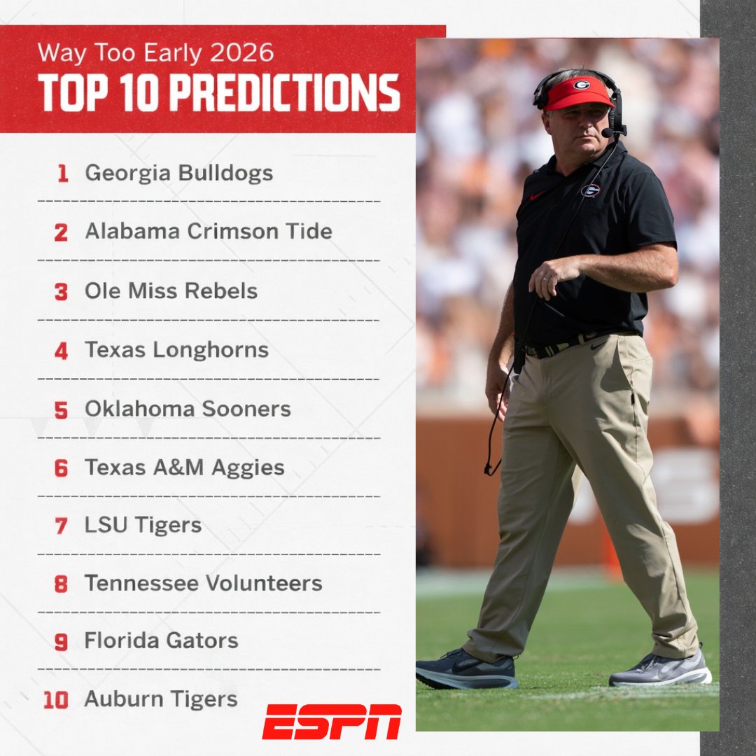 TJ_Pittinger's tweet image. BREAKING: ESPN's Way Too Early Rankings for 2026 were just LEAKED. 

What do you notice?