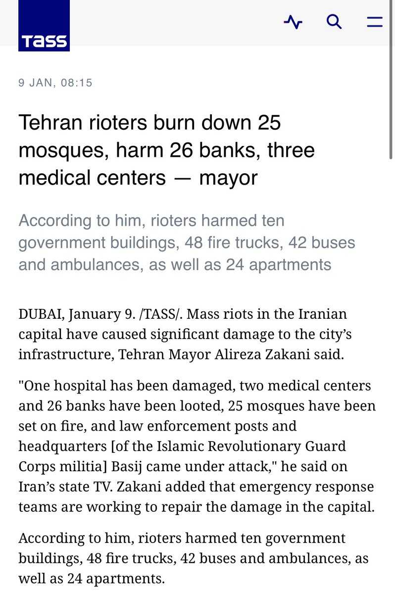 Truthtellerftm's tweet image. What have Mossad’s finest been up to lately in Iran?

So far chosen rioters have destroyed 10 government buildings, 48 fire trucks, 42 buses and ambulances, 24 apartments, 
26 banks have been looted (obviously), and 25 mosques have been set fire too. 
Trump calls these cultural…