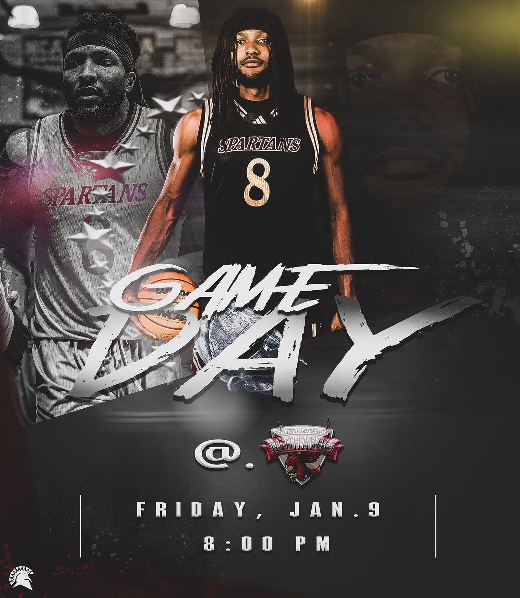 STACBasketball's tweet image. IT’S GAMEDAY ‼️

🆚: Roberts Wesleyan University
⏰: 8:00 PM
📍: Rochester, NY
📺: FloCollege Network

#Spartans | #ByAnyMeans