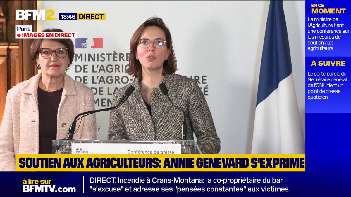 Motions de censure: "Pas de gouvernement, pas de solution pour les agriculteurs", prévient la ministre de l’action et des comptes publics Amélie de Montchalin
#BFM2