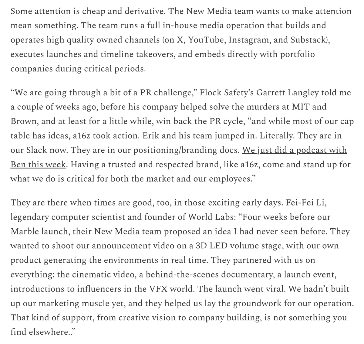 we are sharing some stories on how the @a16z new media team operates across  owned channels (x, youtube, instagram, substack - most of what you see on  our feeds) + directly embedding