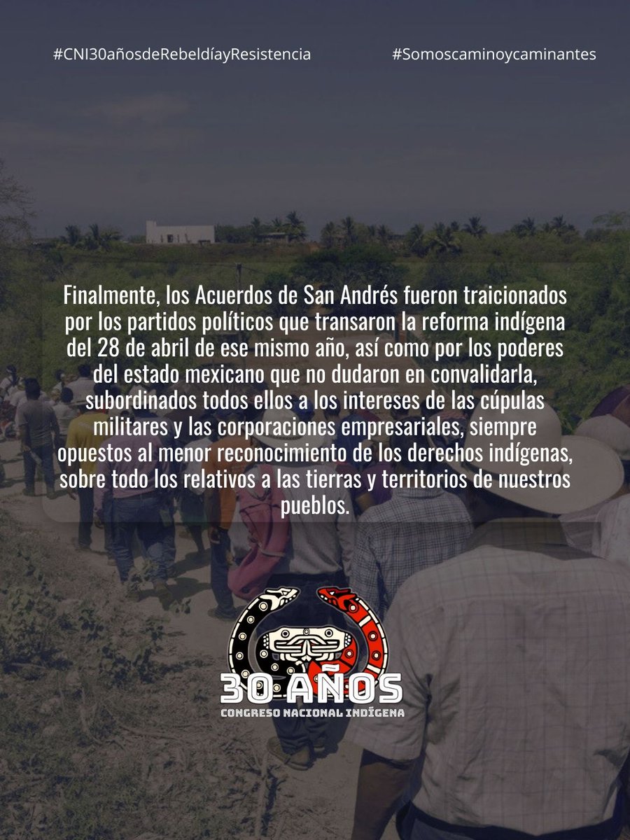 Fue así que el CNI pasó de exigir el reconocimiento de derechos al ejercicio de estos por la vía de los hechos.

#CNI30añosdeRebeldíayResistencia  #Somoscaminoycaminantes
wp.me/p8qHTQ-2Zq