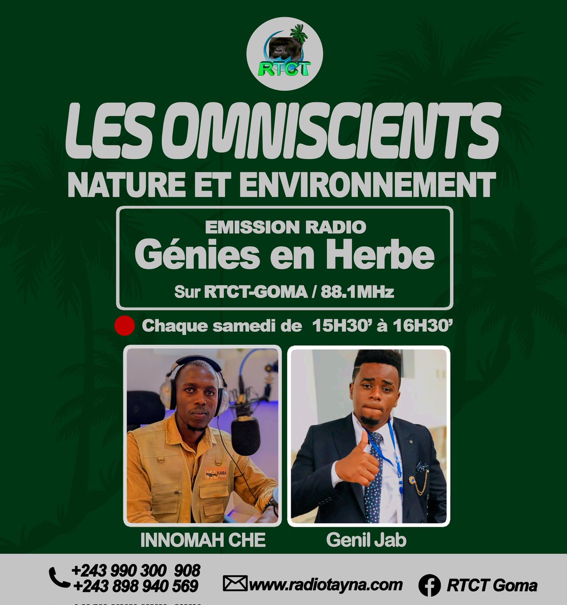 InnomahChe's tweet image. Ce samedi 10 janvier 2026, sur la #RTCT-Goma , 88.1Mhz à partir de 15h30min.
​ #GéniesenHerbe : L’émission où la connaissance devient une force ! Ne manquez pas ce rendez-vous, l'histoire s'écrit en direct.