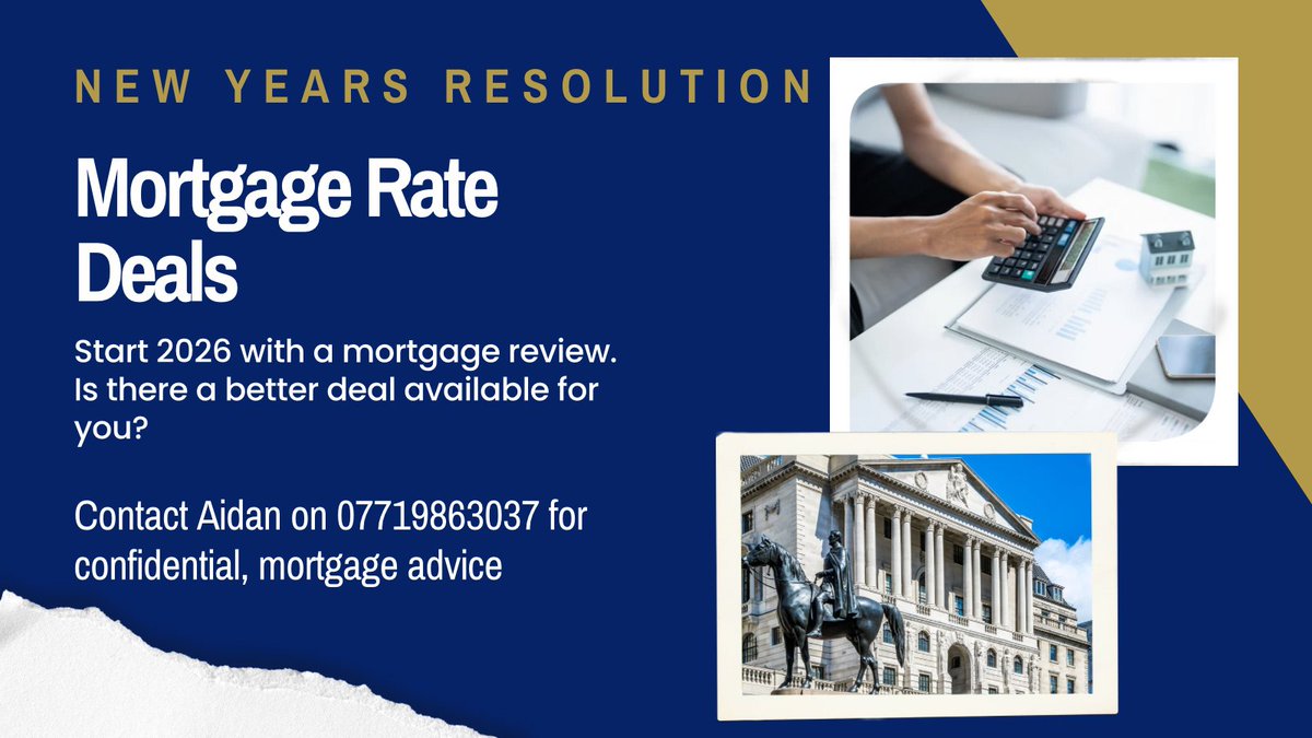 New year and now is the time to review your mortgage.  Maybe you have a renewal in next few months?  Mortgage rates are reducing with some providers. Contact Aidan on 07719863037 .  

Disclaimer: Your home may be repossessed if you do not keep up repayments on your mortgage.