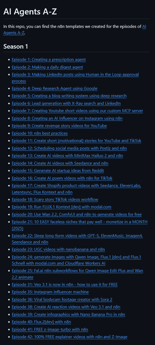 Open-sourced 42 n8n agent templates from the full AI Agents A to Z✨

- github.com/gyoridavid/ai_…