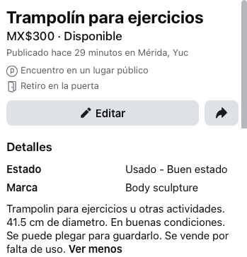 cuando quiero sacar algo que ya no sirve, intento venderlo en el marketplace del Facebook, pero pa la madre, como odio lidiar con gente pendeja que no sabe leer. Pienso a veces, hay ya mejor lo pongo afuera y que alguien se lo lleve