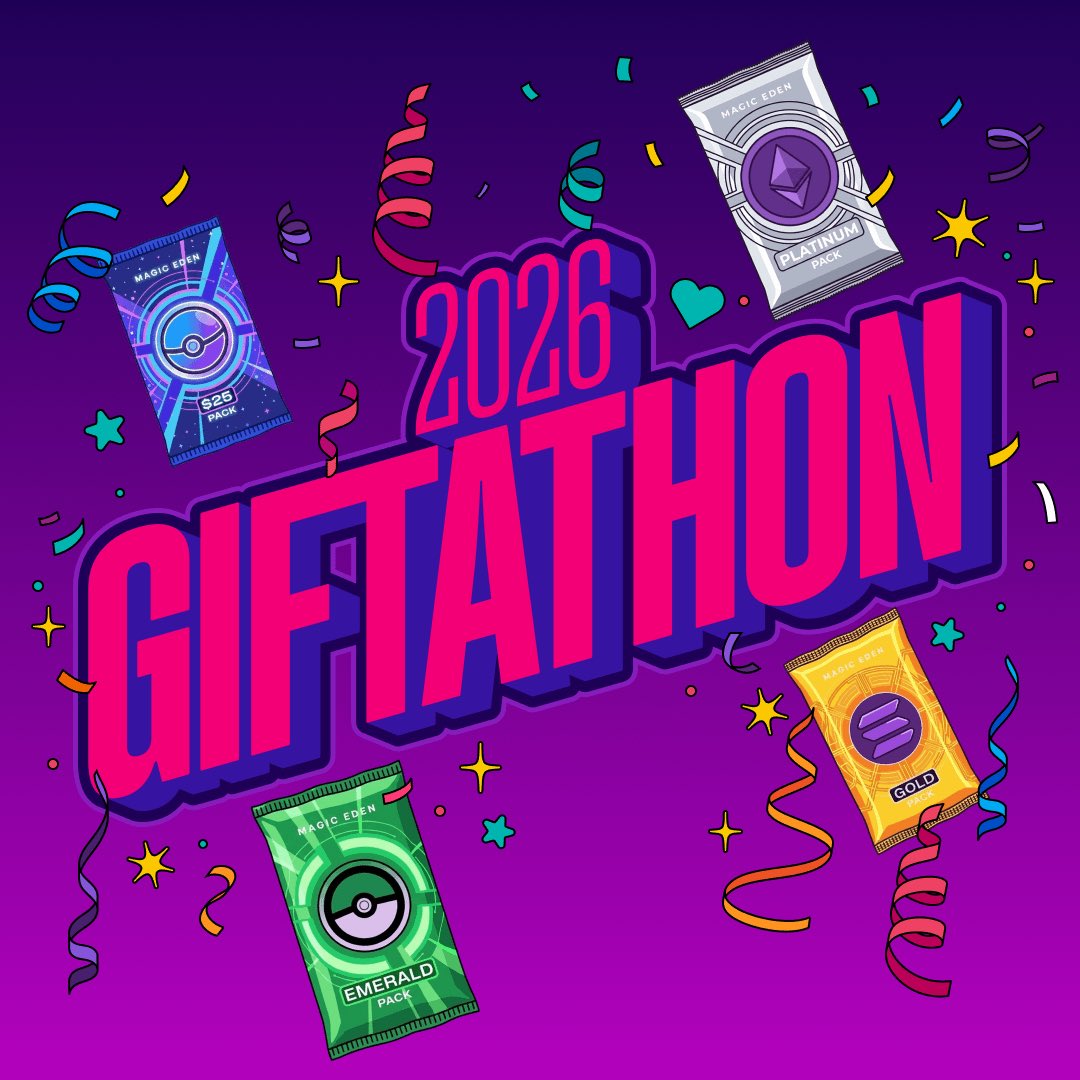Gifting packs is now LIVE on <a href="/MagicEden/">Magic Eden 🪄</a> - so we're gifting away over 100 Pokémon packs. 

Every pack you GIFT by 31st Jan - enters you for a chance to win a pack gifted back BY US.

WHO WANTS A GIFT?! 🎁