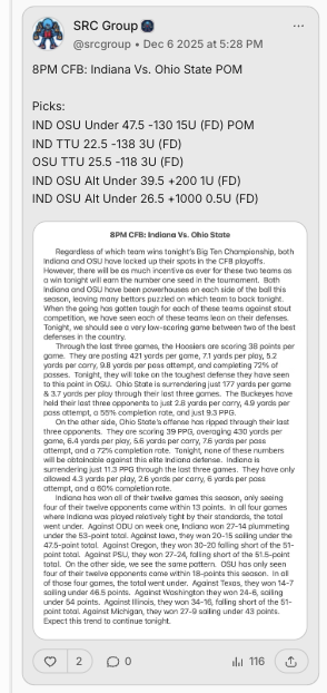 SRCGROUP2K's tweet image. CFB POY (Play of YEAR) Posted to VIP

Last Four CFB POW+ Plays
🏈MIA -2.5 10U (POW)✅ (1/8)
🏈IND -6.5 15U (POM)✅ (1/1)
🏈MIA +10.5 15U (POM)✅ (12/31)
🏈IND OSU U47.5 15U (POM)✅ (12/6)

⬇️For All Plays Click⬇️
bit.ly/SRCRNRSRC

#Betsmarter #GamblingX