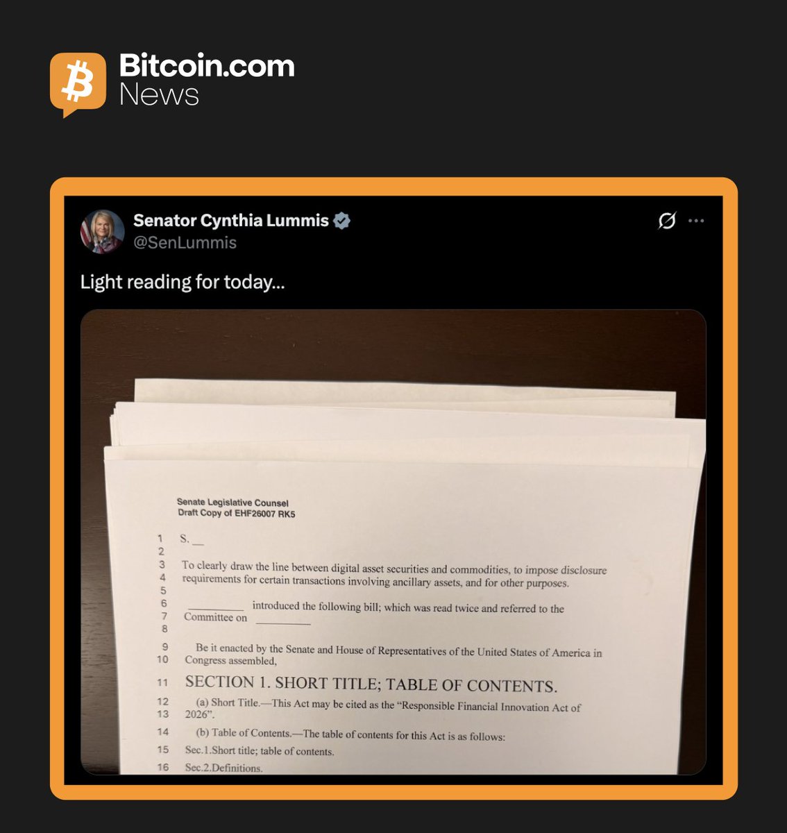 NEW: 🇺🇸 Senator Lummis shares a draft bill 