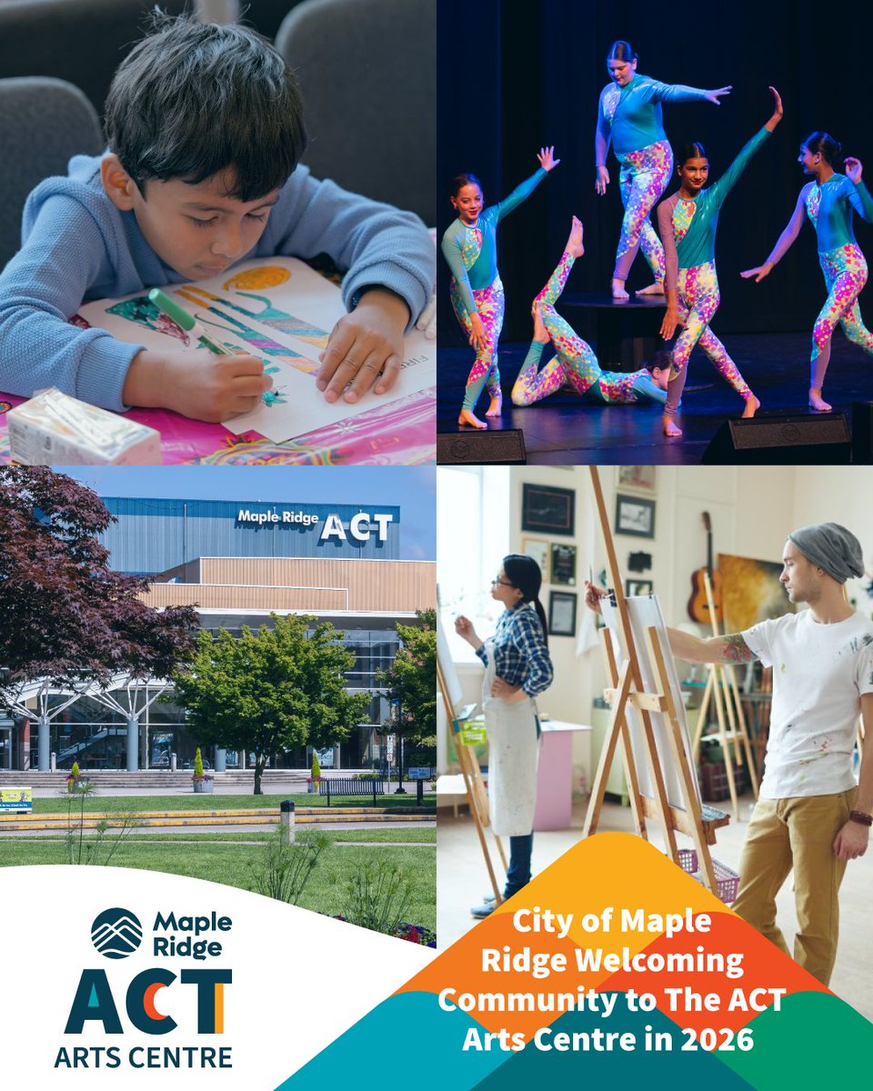 YourMapleRidge's tweet photo. We’re pleased to share that we have successfully transitioned the operation of The ACT Arts Centre to the City as of January 1. We can't wait to get creative with you!

In the year ahead, you can look forward to:
✨ More than 100 arts programs this winter and spring
🎭 Performances, exhibitions, and community rentals throughout 2026
🎨 Expanded programming across Maple Ridge, including Albion Community Centre
🖼️ The return of the ACT Gallery and the upcoming reopening of the Gift Shop
💃 Free family events and a special Mayor & Council welcome celebration

Whether you’re taking a class, attending a show, or discovering local artists, there’s something for everyone at The ACT.

Learn more, get tickets, and register for programs at 👉 https://t.co/o4wYtg9EQP

🚨We’re also excited to launch our new @ArtsMapleRidge accounts on Instagram and Facebook! Follow us for behind-the-curtain stories, program highlights, and first details about upcoming shows and events—including free Family Day activations in February and a special Mayor & Council welcome event featuring interactive performances and backstage tours.

See the full news release here: https://t.co/HAeQnCRbGf

#MapleRidge #ArtsandTheatre #ArtsandCulture #MapleRidgeACT #MapleRidgeArts #ACTArtsCentre