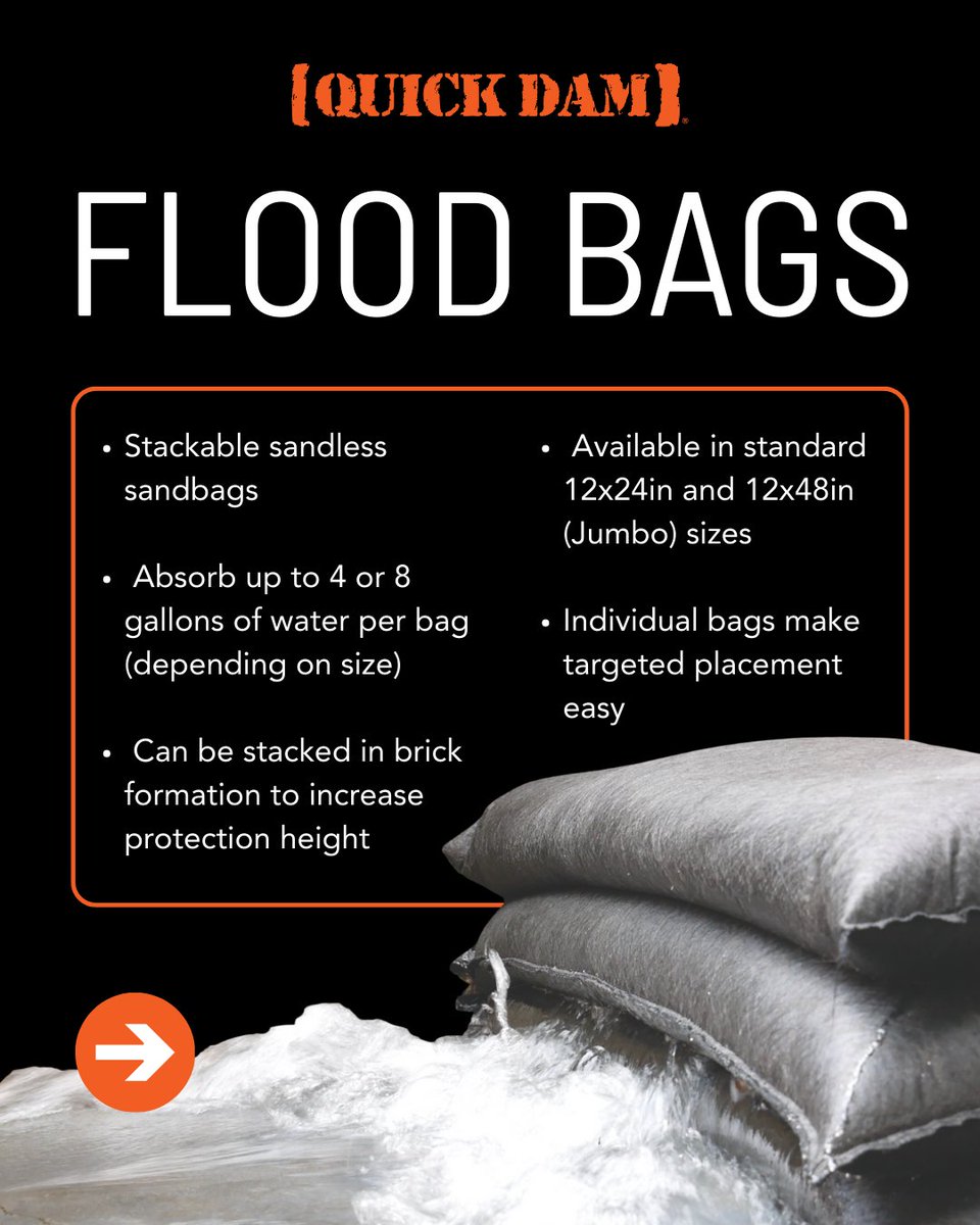 QUICKDAM's tweet image. Two powerful flood protection solutions.  
One proven, water-activated design. 

Choose the protection that fits your home or property and be ready before the water rises.

Be Prepared. Be Protected.

#QuickDam #FloodProtection #FloodBarriers #SandlessSandbags #FloodBags