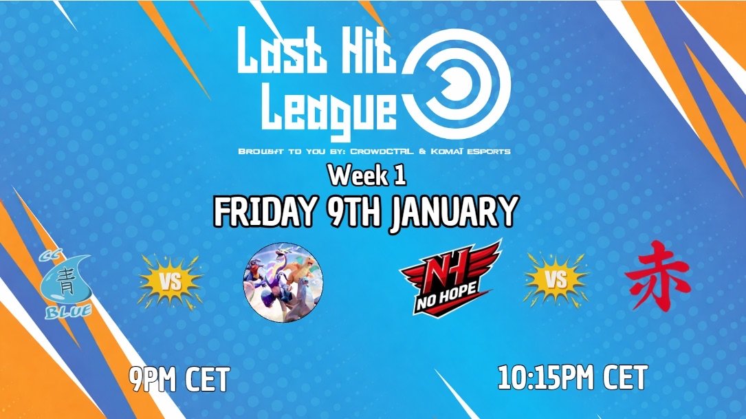 Dont miss the first night of Last Hit League sponsored by Komaï and CrowdControl.   

The 2 firsts matches are streamed and cast on Komaï vision.   Live On in few minutes!!

twitch.tv/kom_vision