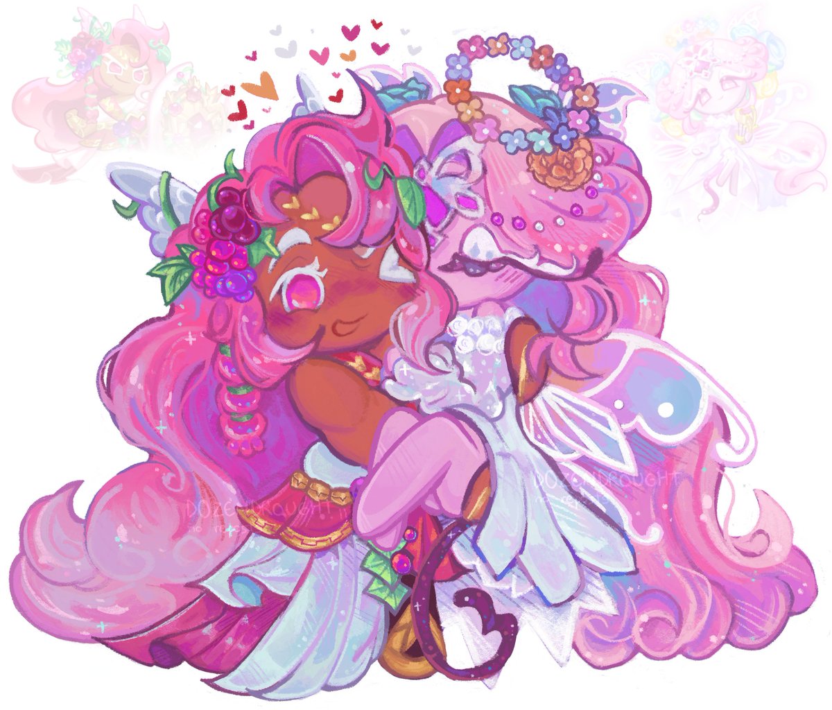dozendrought's tweet image. eternity in the embrace of happiness (i just rlly like those costumes) #hollysugar #eternalsugarcookie #hollyberrycookie #crk #eternalholly