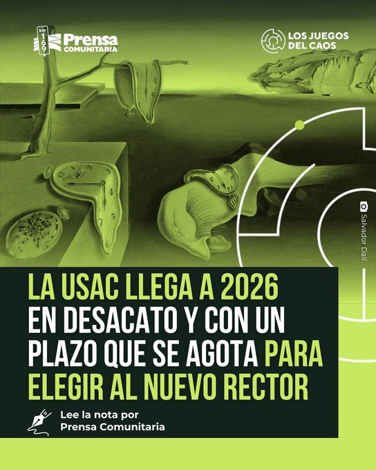 El Consejo Superior Universitario de la USAC fue convocado para sesionar este 12 de enero  

La CC le ordenó desde el 8 de diciembre de 2025 sesionar para apartar del cargo a Berner García como director de la Escuela de Ciencias Psicológicas. #Elecciones2026 

Sigue