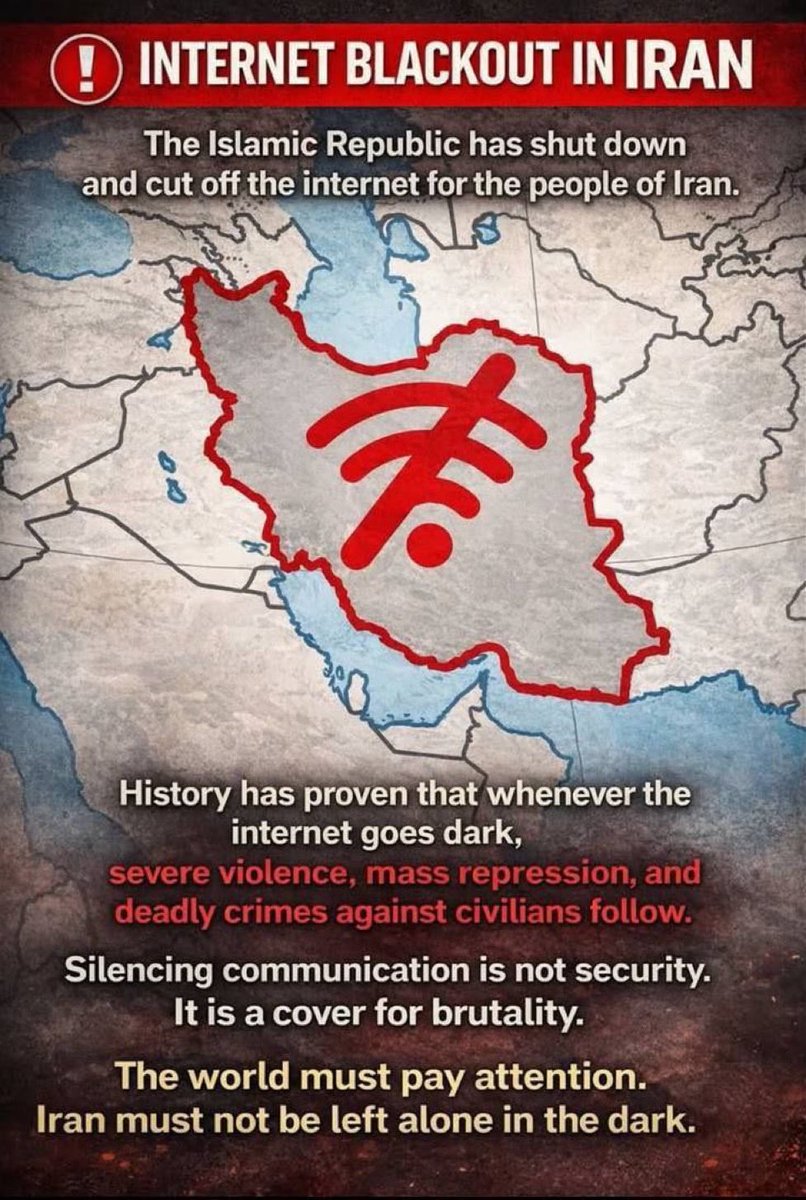 bff8cc081ce1459's tweet photo. #IranInternetOutage #IranInternetBlackout
#Iran #IranianRevolution2026 https://t.co/qMBNe7Rrbb