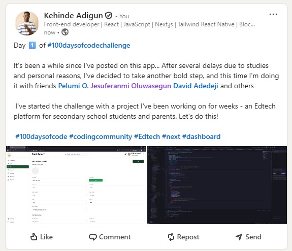 Day 1️⃣ of #100daysofcode done