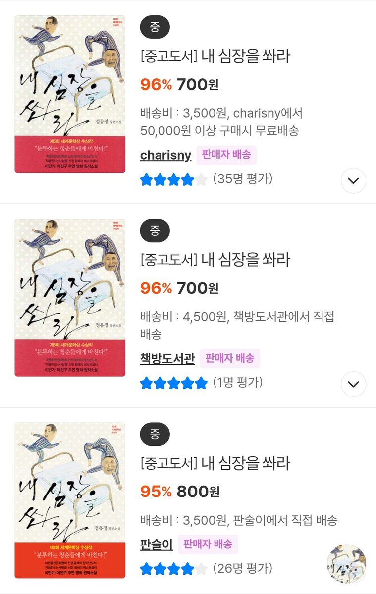 하 내심쏴 절판되면 못생긴아저씨표지책 가격 확 뛸줄알고 행복회로돌리고있었는데 예스24 중고마켓에 700원에 파네요 못사신분들 여기서 사보세요