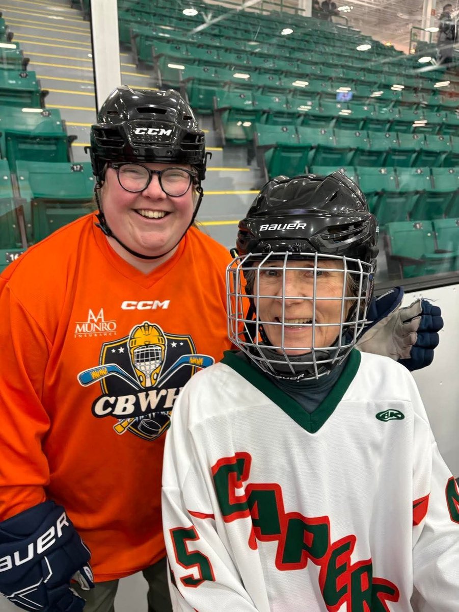 AAMunro's tweet photo. The CBWHL met Diana Fox Carney at @cbuniversity for the opening of the Kehoe Forum, Canada’s first women’s hockey arena, and the IIHF U18 exhibition game. She shared stories from her Oxford days, hopped into a Blizzards scrimmage, and is now skating in her new jersey! 💙 https://t.co/hjMS15AV5X