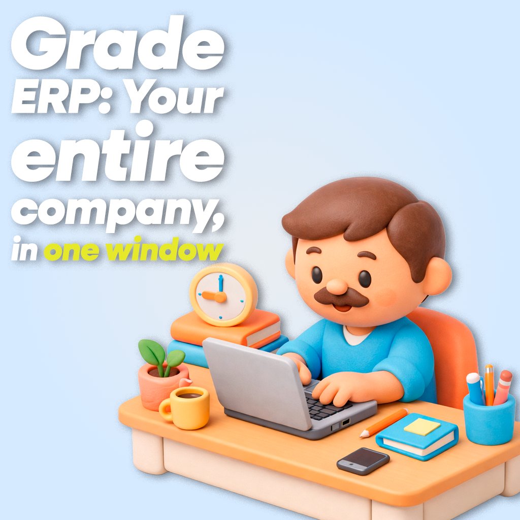 Losing time? ⏳Stop the Excel &amp; chat chaos. Grade automates workflows, saving 2 hours daily. HR, Projects &amp; Finance in one place.

Grade ERP: Your company in one window.