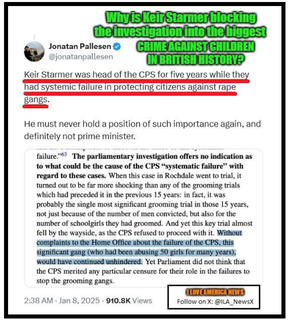 ILA_NewsX's tweet image. Starmer was head of the Crown Prosecution Service for years. He knew exactly what was happening to the British children, and he did nothing.

Do you see why he fears free speech?