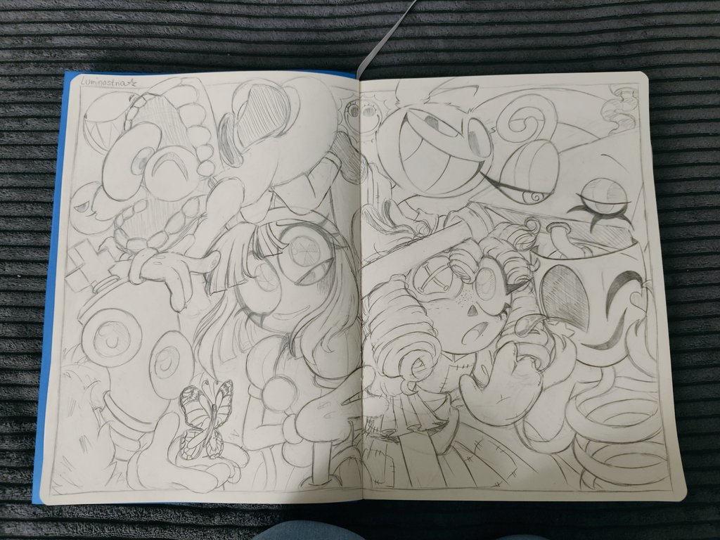 luminastria's tweet image. Base Sketch is done! Lineart is next. Really really hope I can get this signed on the Con in Dublin next week. This drawing is specifically made for said convention. 🥹 Locked in!

#TheAmazingDigitalCircus #tadc #pomni #jax #caine #zooble #gangle #ragatha #bubble #kinger