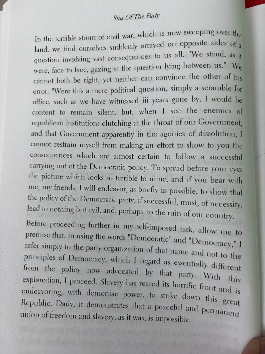 MikeRun49026's tweet photo. @elonmusk Written in 1863. Picture from the book Sins of the Party - Democrats the Slave Owners Party. This speech could be given today about what is going on. https://t.co/8FznOEEtW1
