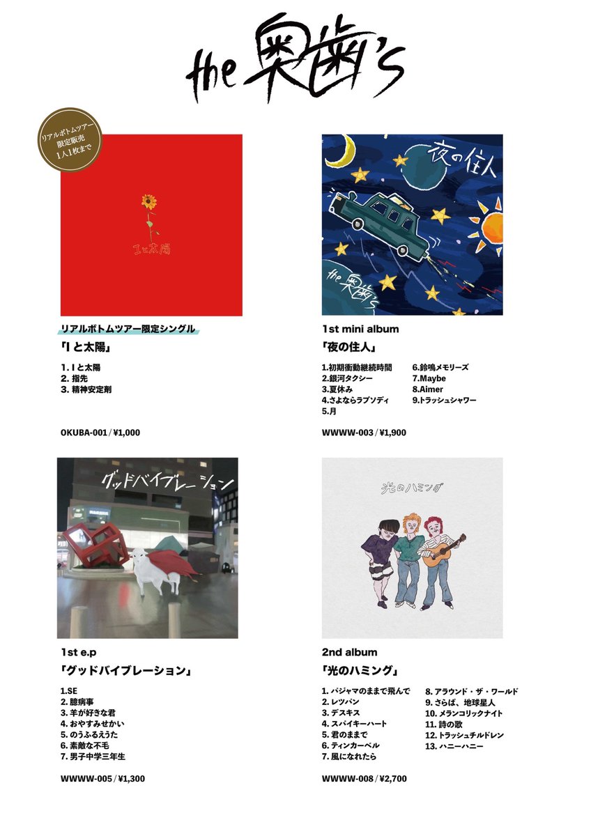 グッズ公開！】 the奥歯's ワンマンツアー 「リアルボトムツアー」 1