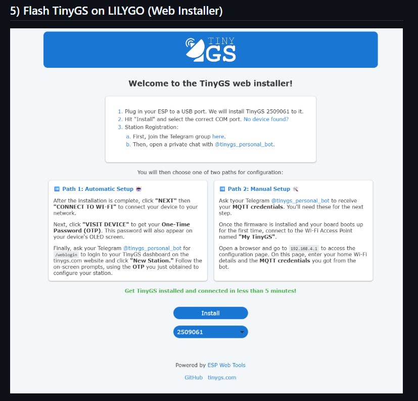 giammaiot2's tweet photo. satfinder-node-build-guide by awatchar

https://t.co/w0hJzokJsw

Build &amp; deployment guide for SatFinder nodes: TinyGS on LILYGO LoRa32 433 (T3_V1.6.1) integrated with TP-Link CPE210 and 433 MHz Eggbeater antenna.

#TinyGS
#SoftwareDefinedRadio #SDR https://t.co/rnGkHd2WWn